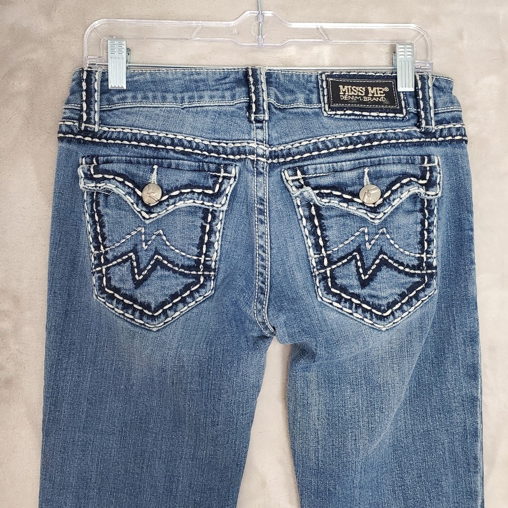 Miss Me Jeans Women 29 Blue Irene Boot Bootcut Denim Thick Stitch‎ Distressed